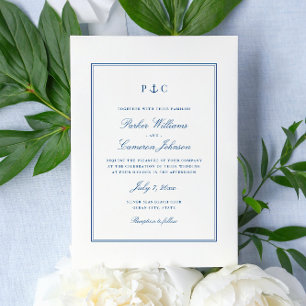 Invitation Élégant Mariage d'Ancre bleu marine