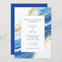 Elégant Mariage d'aquarelle bleu et or