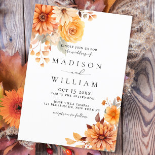 Invitation Elégant Mariage d'aquarelle d'automne