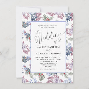 Invitation Élégant Mariage d'aquarelle d'hiver de feuillage