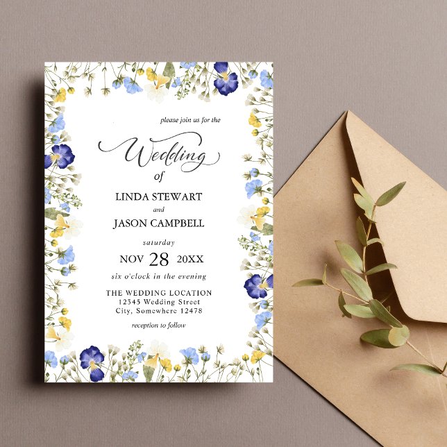 Invitation Élégant Mariage d'aquarelle fleurie d'automne (Créateur téléchargé)