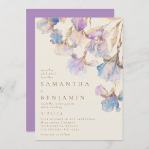 Invitation Elégant Mariage d'aquarelle florale Iris