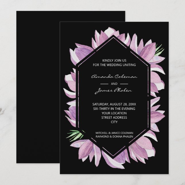 Invitation Elégant Mariage d'aquarelle Magnolia (Devant / Derrière)