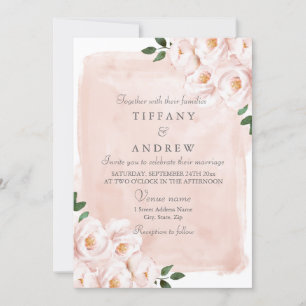 Invitation Élégant Mariage d'aquarelle rose-bleu