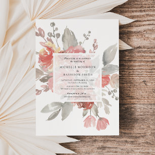 Invitation Élégant Mariage d'aquarelle rose pâle