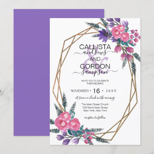 Invitation Élégant Mariage d'aquarelle rose violet