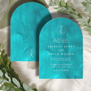 Invitation Elégant Mariage d'arc d'aquarelle turquoise Turquo