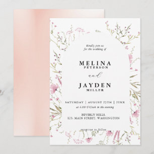 Invitation Élégant Mariage d'arc floral rose sauvage