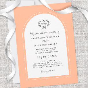 Invitation Élégant Mariage d'arche de crête de pêche