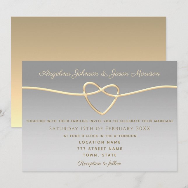 Invitation Élégant Mariage d'argent (Devant / Derrière)