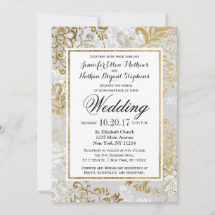 Invitation Elégant mariage d'argent et de fleurs grises