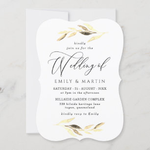 Invitation Élégant Mariage de automne de ressort feuille or