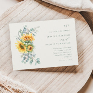 Invitation Élégant Mariage de automne d'ivoire de tournesol E