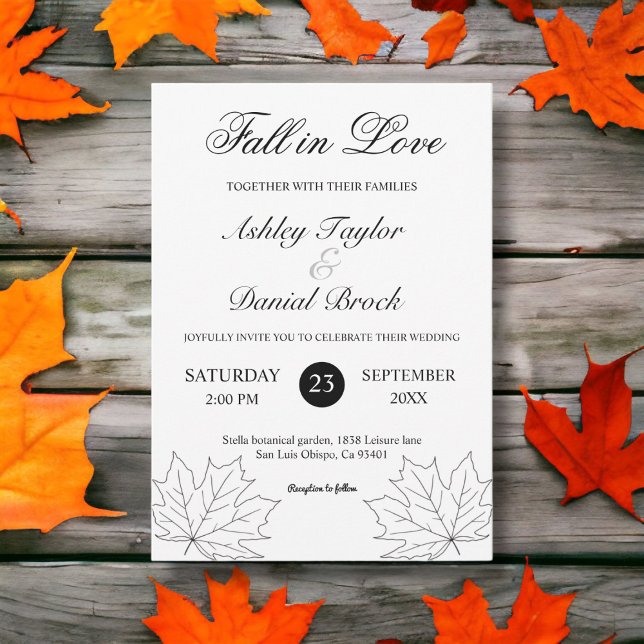 Invitation Élégant Mariage de automne rustique d'érable noir  (Créateur téléchargé)