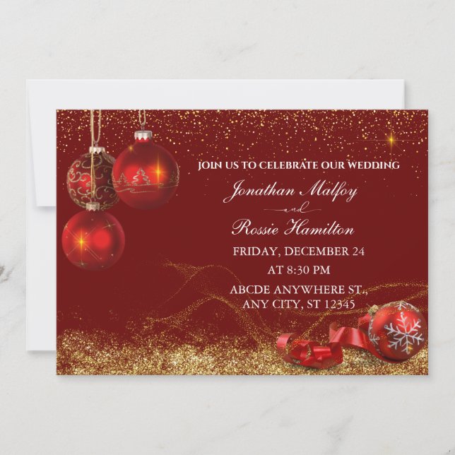 Invitation Élégant mariage de bal de noël étincelant (Devant)