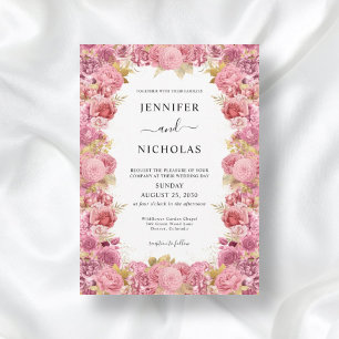Invitation Élégant Mariage de Boho à la frontière rose