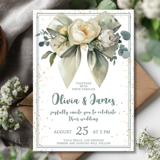 Invitation Élégant Mariage de boue florale (Créateur téléchargé)
