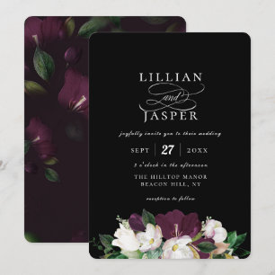 Invitation Élégant Mariage de bouquet floral d'ivoire violet