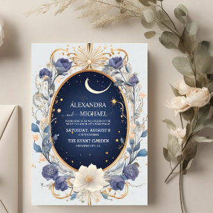 Invitation Elégant Mariage de cadre étoilé d'aquarelle célest
