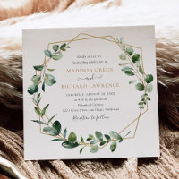 Elégant Mariage de cadre géométrique or verdure