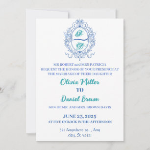 Invitation Élégant Mariage de cadre ovale Floral