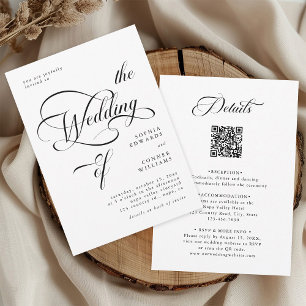 Invitation Élégant Mariage de calligraphie classique tout en