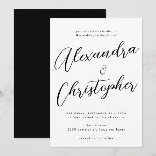 Invitation Élégant Mariage de calligraphie noir