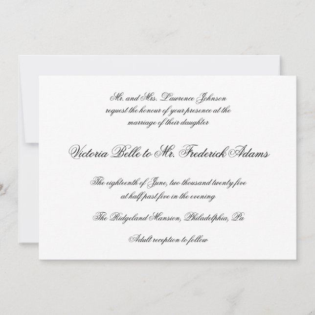 Invitation Élégant Mariage de calligraphie officielle noir et (Devant)