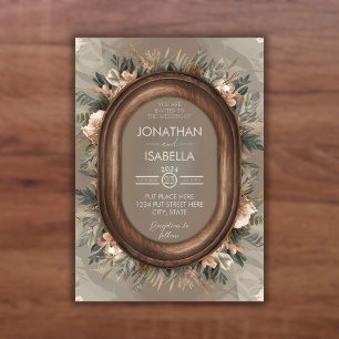 Invitation Élégant Mariage de charpente en bois rustique