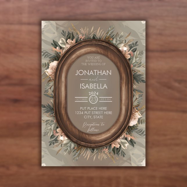 Invitation Élégant Mariage de charpente en bois rustique (Créateur téléchargé)