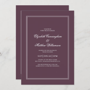 Invitation Élégant Mariage de châssis classique simple