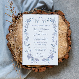 Invitation Élégant Mariage de Chinoiserie Bleu Lumière