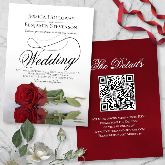 Invitation Élégant Mariage de code QR de script de fantaisie  (Créateur téléchargé)