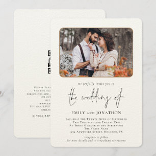 Invitation Élégant Mariage de code QR photo