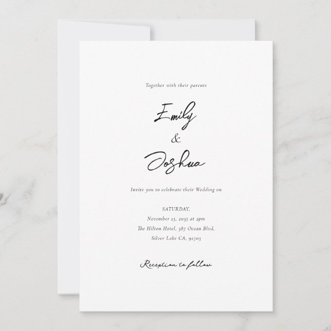 Invitation Élégant Mariage de collection de photos de script (Devant)