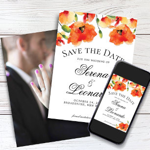 Invitation Elégant mariage de coquelicot doré Enregistrer la 