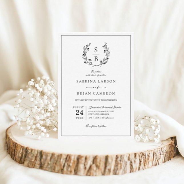 Invitation Élégant Mariage de couronne de monogramme (Créateur téléchargé)