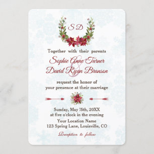 Invitation Élégant Mariage de couronne d'hiver Poinsettia