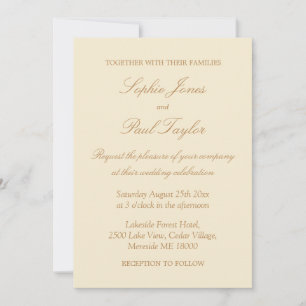 Invitation Élégant Mariage de crème élégant Script beige