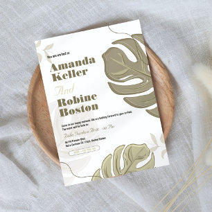 Invitation Élégant Mariage de feuille botanique