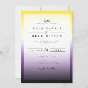 Invitation Élégant Mariage de fierté non binaire