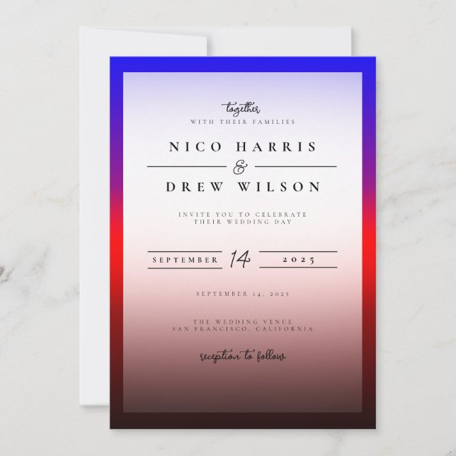 Invitation Élégant Mariage de fierté polyamoire (Devant)