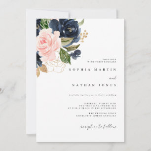 Invitation Elégant Mariage de flacons couleur rose marine