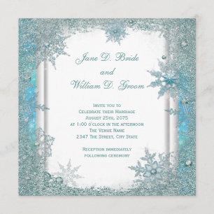 Invitation Élégant Mariage de Flèche-Neige Turquoise