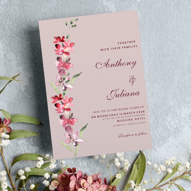 Invitation Élégant Mariage de fleurs d'orchidées de menthe ro (Elegant blush pink mint orchid flowers Wedding )