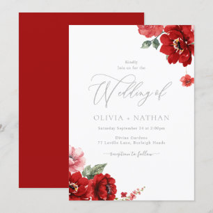 Invitation Élégant Mariage de fleurs rouges
