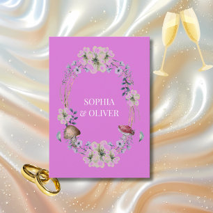 Invitation Élégant Mariage de fleurs violettes et de champign