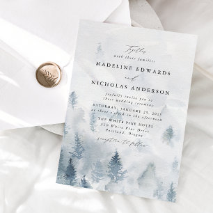 Invitation Élégant Mariage de forêt d'hiver