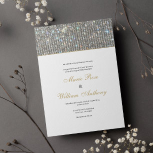 Invitation Élégant Mariage de glam parties scintillant or bla