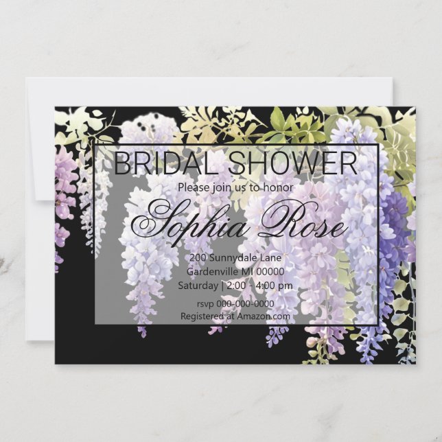 Invitation Élégant mariage de glycine couleur violet doux (Devant)